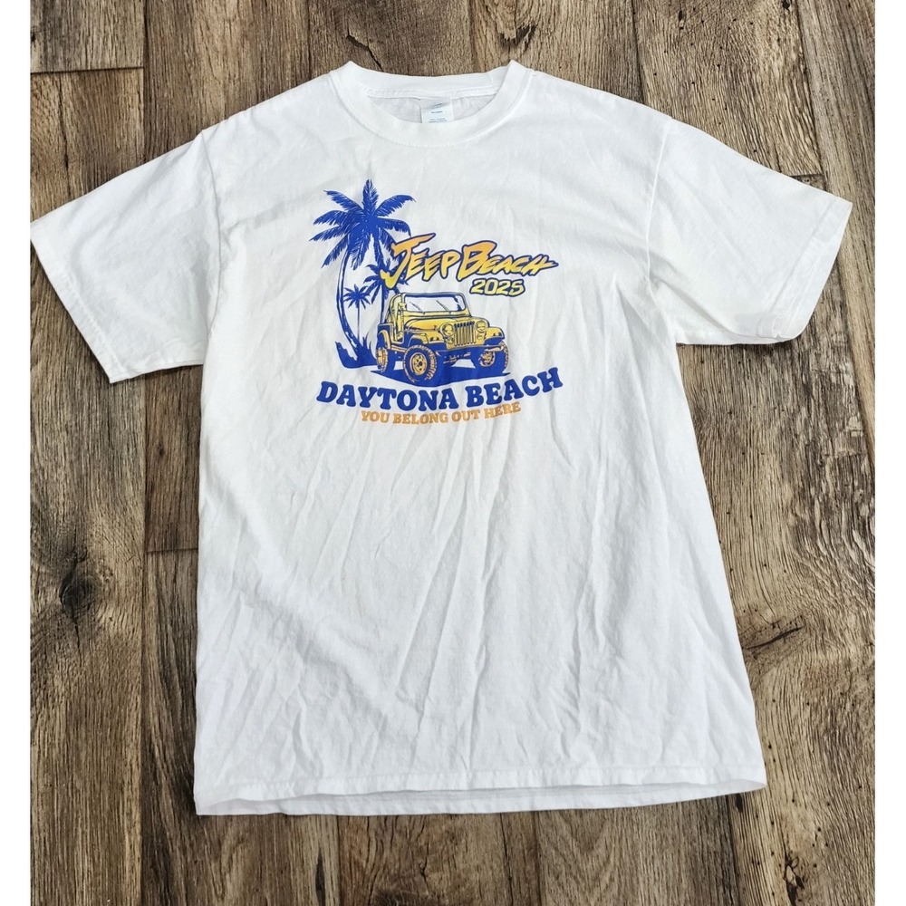 Daytona Beach Jeep Event 2025 T Shirt White M Tee Crew Neck You Belong Out Here